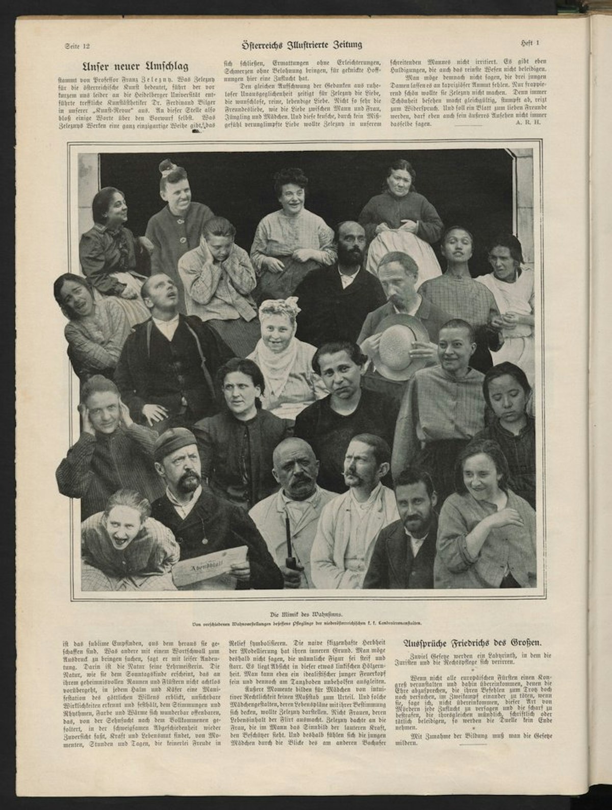 The facial expressions of madness photographic collage published in austrian illustrated newspaper 1907 c osterreichischen nationalbibliothek vienna 394 131 d